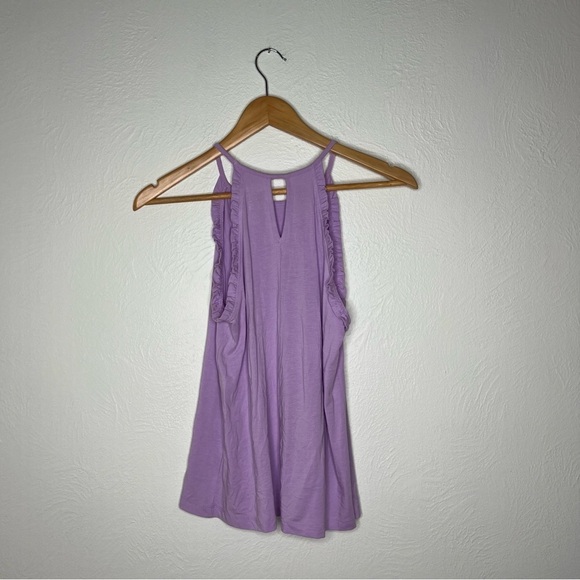 Lilly Pulitzer Alek Halter Top Purple Modal Cotton Sleeveless Ruffle Size XS - Picture 7 of 12